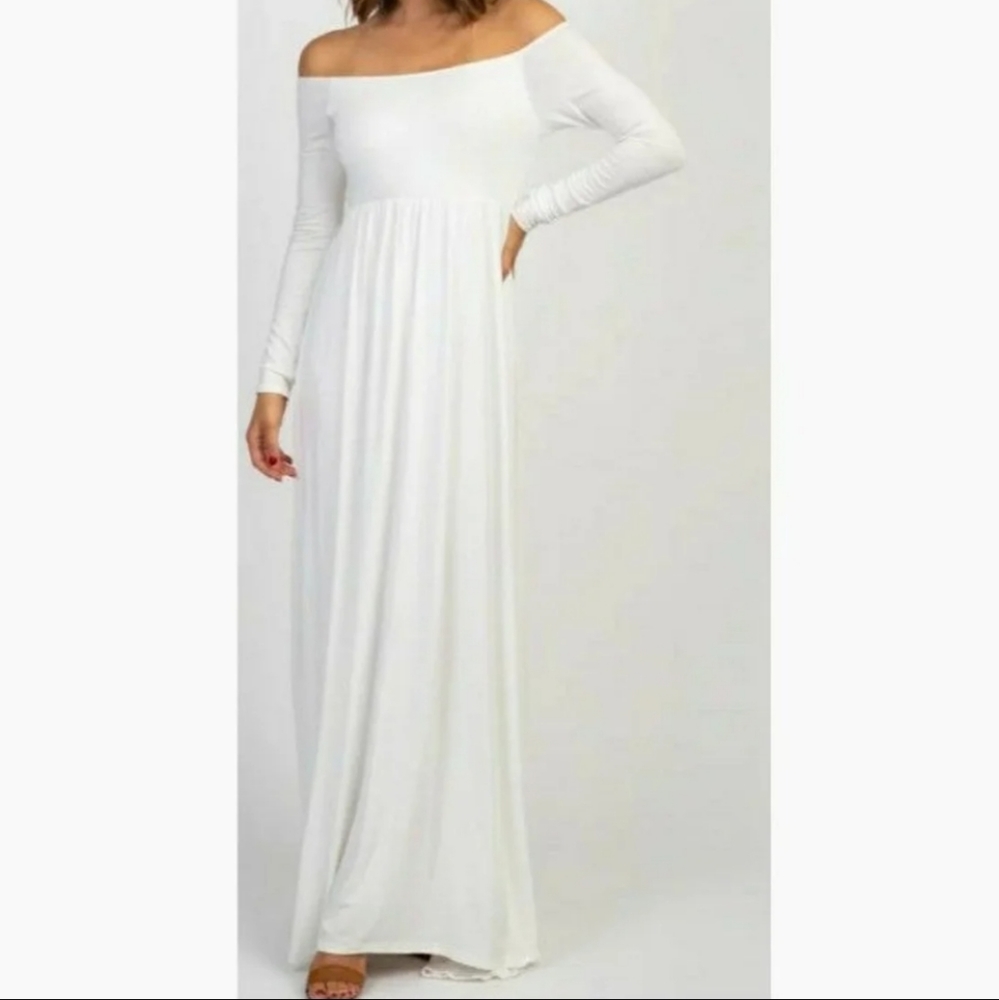 PinkBlush Maternity Off Shoulder Maxi Dress NWT